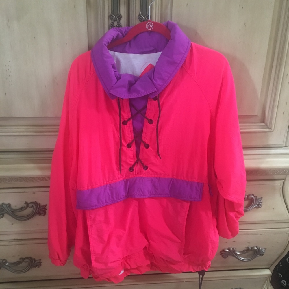 Shell Shock Brightpink Pullover Lined Windbreaker… - image 1